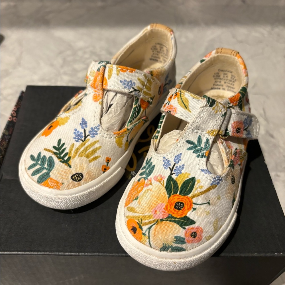 Keds x Rifle Paper Co. Toddler 6.5 Maryjane style canvas shoes